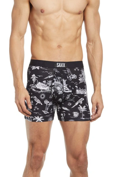 Saxx Ultra Helmet Print Boxer Brief In Black Astro Surf And Turf