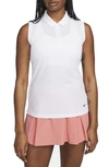 Nike Court Victory Dri-fit Semisheer Sleeveless Polo In White/ Black