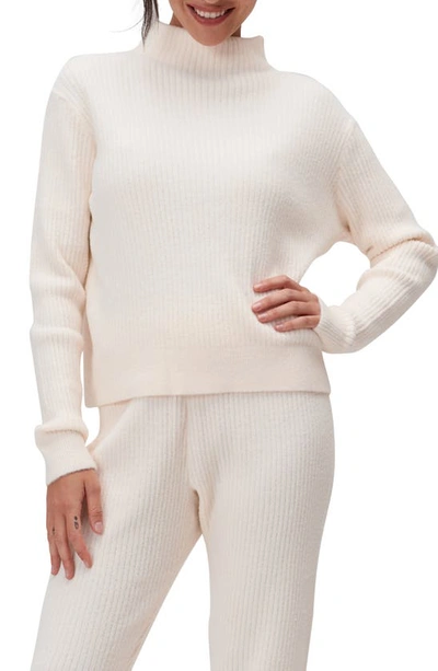 Spiritual Gangster Funnel-neck Rib-knit Sweater In White
