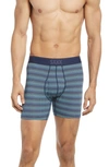 Saxx Quest Quick Dry Mesh Boxer Briefs In Green Sunrise Stripe