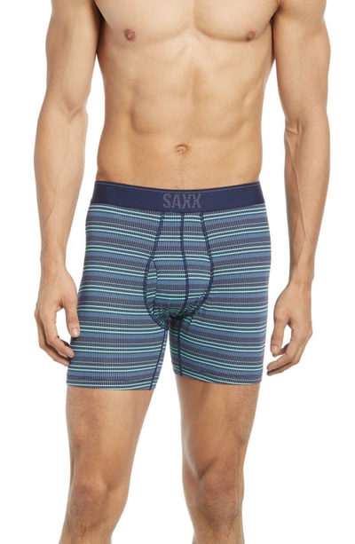 Saxx Quest Quick Dry Mesh Boxer Briefs In Green Sunrise Stripe