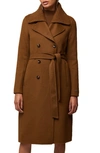 Soia & Kyo Double Breasted Ribbed Collar Coat In Hazel