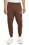 Nike Club Fleece Cargo Pocket Joggers In Cocao Wow/ White