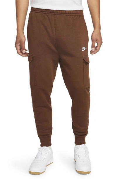 Nike Club Fleece Cargo Pocket Joggers In Cocao Wow/ White