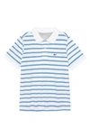 Vineyard Vines Kids' Edgartown Piqué Performance Polo In Stripe Tide Blue