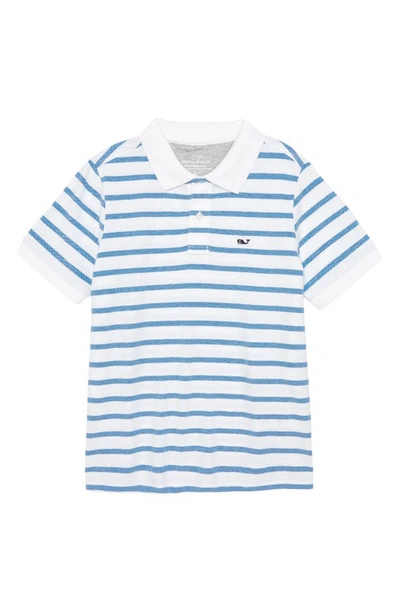 Vineyard Vines Kids' Edgartown Piqué Performance Polo In Stripe Tide Blue