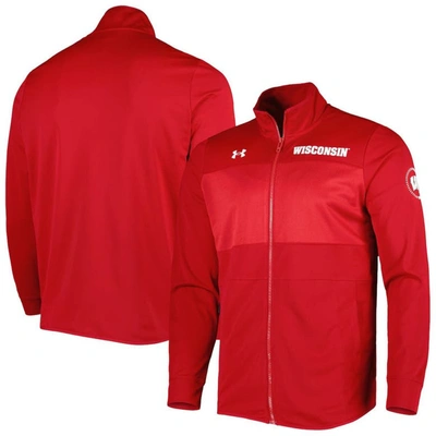 UNDER ARMOUR UNDER ARMOUR RED WISCONSIN BADGERS KNIT WARM-UP FULL-ZIP JACKET