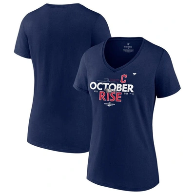 Fanatics Branded Navy Cleveland Guardians 2022 Postseason Locker Room V-neck T-shirt