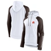 Fanatics Branded White/brown Cleveland Browns End Around Lightweight Raglan Full-zip Hoodie Jacket In White