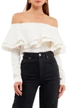 Endless Rose Off The Shoulder Knit Top In White