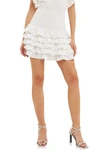 Endless Rose Smocked Tiered Ruffle Miniskirt In Off White