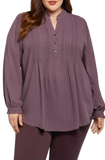 Nydj Pleat Front Tunic Top In Port Geo