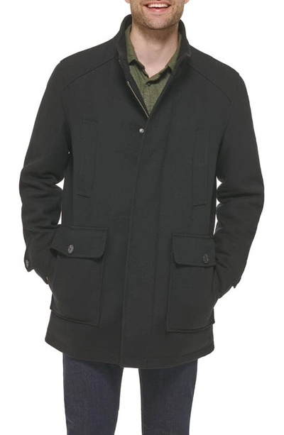 Cole Haan Wool Blend Twill Field Jacket In Black