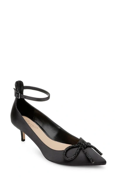 Jewel Badgley Mischka Geranium Pointed Toe Kitten Heel Pump In Black