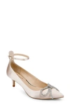 Jewel Badgley Mischka Geranium Pointed Toe Kitten Heel Pump In Champagne