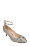 Jewel Badgley Mischka Geranium Pointed Toe Kitten Heel Pump In Light Gold
