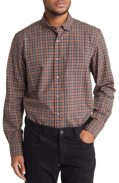 Scott Barber Saturated Plaid Button-up Shirt In Auburn
