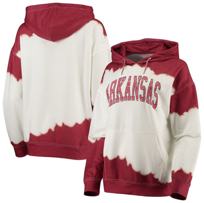 Gameday Couture Women's  White, Cardinal Arkansas Razorbacks For The Fun Double Dip-dyed Pullover Hoo In White,cardinal