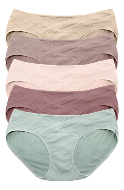 Kindred Bravely Assorted 5-pack Under The Bump Full Coverage Maternity Briefs In Assorted Pastels