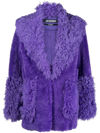 Jacquemus Shawl-lapel Shearling-trim Coat In Pink & Purple