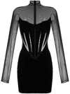 Wolford X Mugler Semi-sheer Panelled Minidress In Black