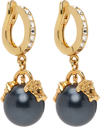 Versace Gold Pearl Medusa Earrings In 4j120  Gold-b
