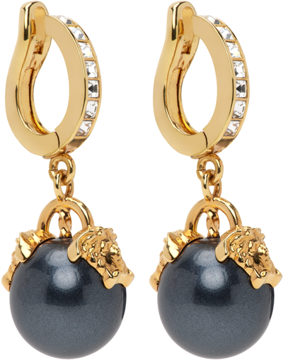 Versace Gold Pearl Medusa Earrings