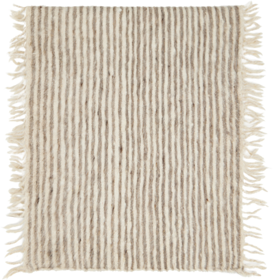 Luna Del Pinal Taupe & Off-white Momostenango Scarf In Stone