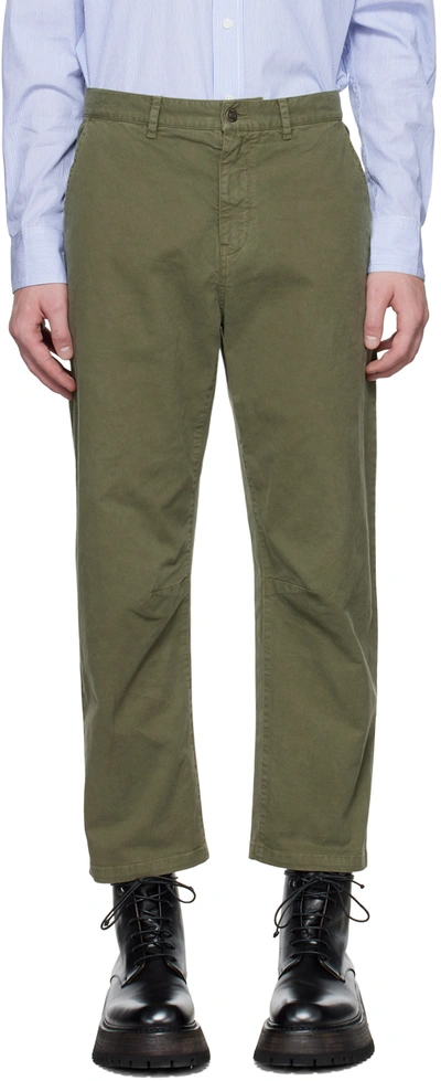 Nili Lotan Carpenter Straight-leg Cotton-blend Twill Pants In Green