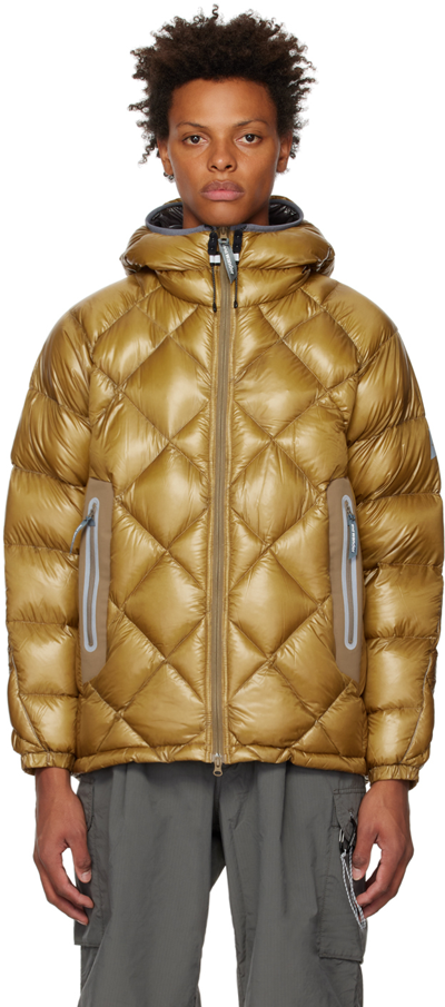 And Wander Diamond Stitch Down Hooded Jacket In Camel