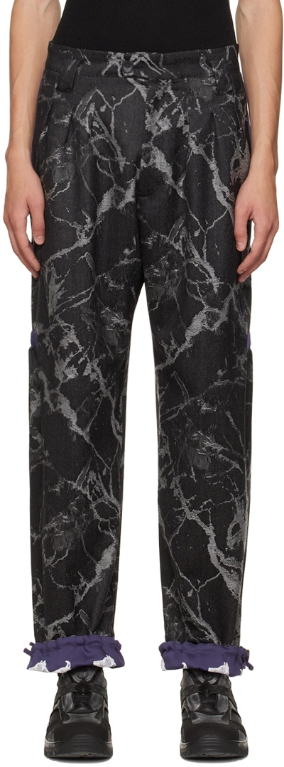 Kiko Kostadinov Black Xolo Trousers In Black Marble/petunia | ModeSens