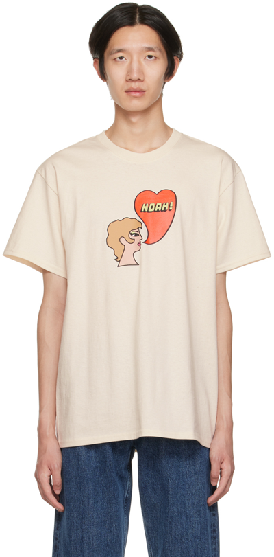 Noah Off-white Love Speech T-shirt In Beige