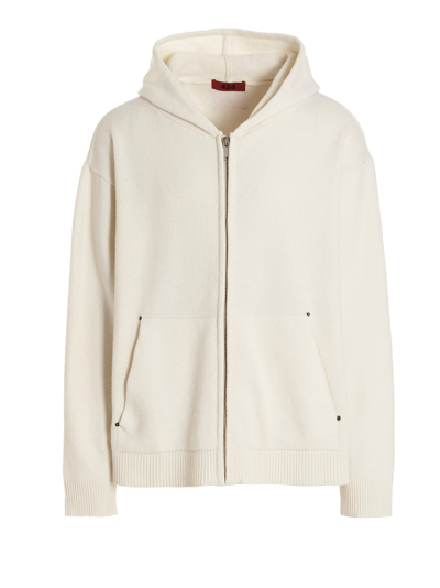 Fourtwofour On Fairfax Embroidery Hooded Cardigan In White