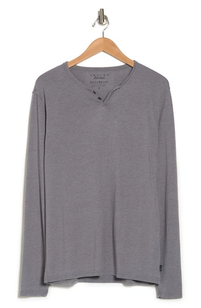 Lucky Brand Long Sleeve Henley In Gargoyle