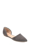 Journee Collection Jezlin Womens Scalloped Slip On Pointed Toe Flats In Grey