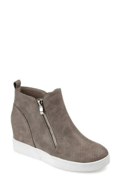 Journee Collection Pennelope Wedge Sneaker In Taupe