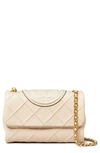 Tory Burch Soft Fleming Small Convertible Leather Shoulder Bag In New Cream