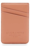 Allsaints Callie Leather Card Case In Elasto Pink