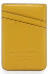 Allsaints Callie Leather Card Case In Mustard