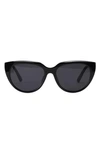 Fifth & Ninth Pepper 56mm Polarized Cat Eye Sunglasses In Black/ Black