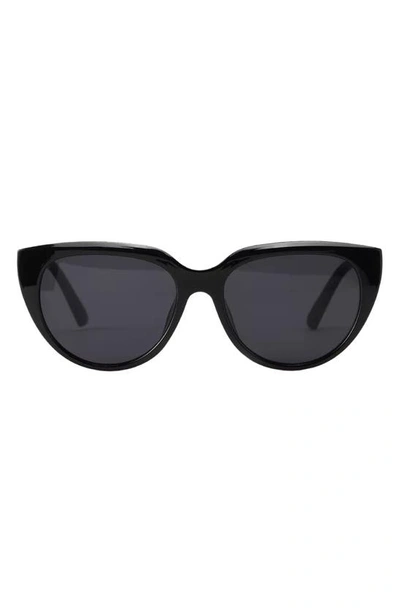 Fifth & Ninth Pepper 56mm Polarized Cat Eye Sunglasses In Black/ Black
