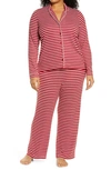 Nordstrom Brushed Hacci Pajamas In Red Chili Stripe