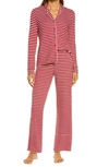 Nordstrom Brushed Hacci Pajamas In Red Chili Stripe