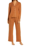 Nordstrom Brushed Hacci Pajamas In Rust Argan Oil