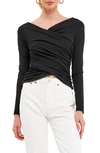 Endless Rose Shirred Crop Top In Black