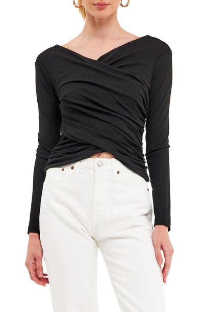 Endless Rose Shirred Crop Top In Black
