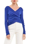 Endless Rose Shirred Crop Top In Cobalt Blue