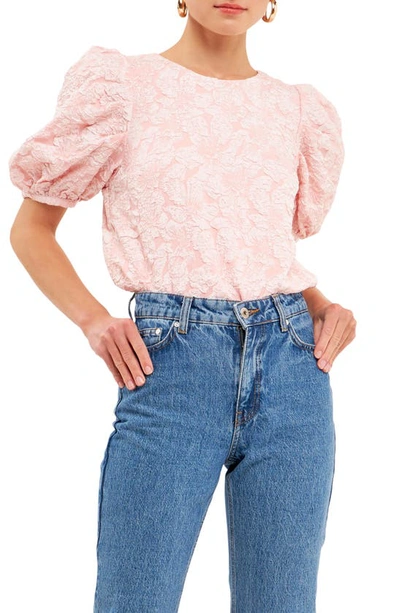 Endless Rose Textured Floral Blouse In Pink