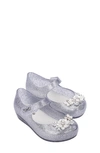 Melissa Kids' Ultragirl Chrome Flow Mary Jane Flat In Clear Glitter Silver