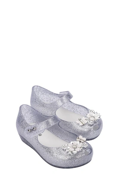 Melissa Kids' Ultragirl Chrome Flow Mary Jane Flat In Clear Glitter Silver